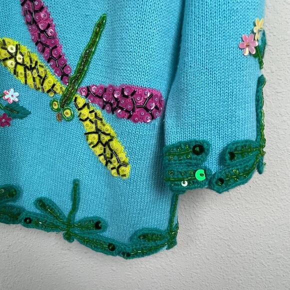 Design Options Dragon Flies Sweater Blue Fairycore Phillip Jane Gordon Size‎ M - Picture 8 of 8